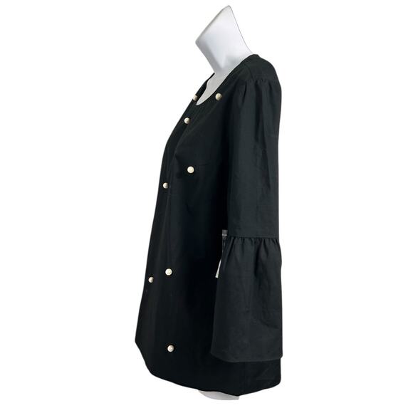 ANA Black Pearl Blouse Sz Large Flounce 3/4 Sleeves Versatile Minimalist Top NEW - Picture 4 of 7